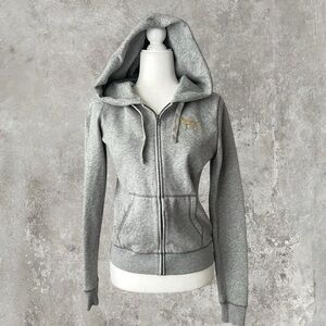 PINK Victoria's Secret Sequin Gray Sweatshirt Hoodie Size Small